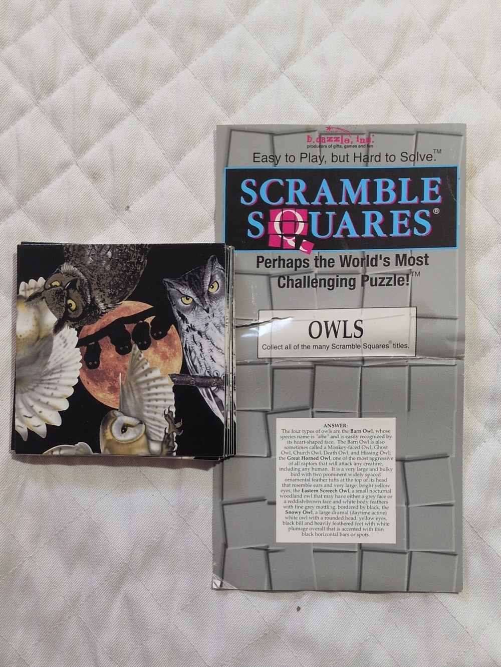 Vintage 2002 Scramble Squares Owls Puzzle b. dazzle 9 Piece Collectible